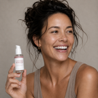 Model with Skinmoods Hydration Booster in her hand