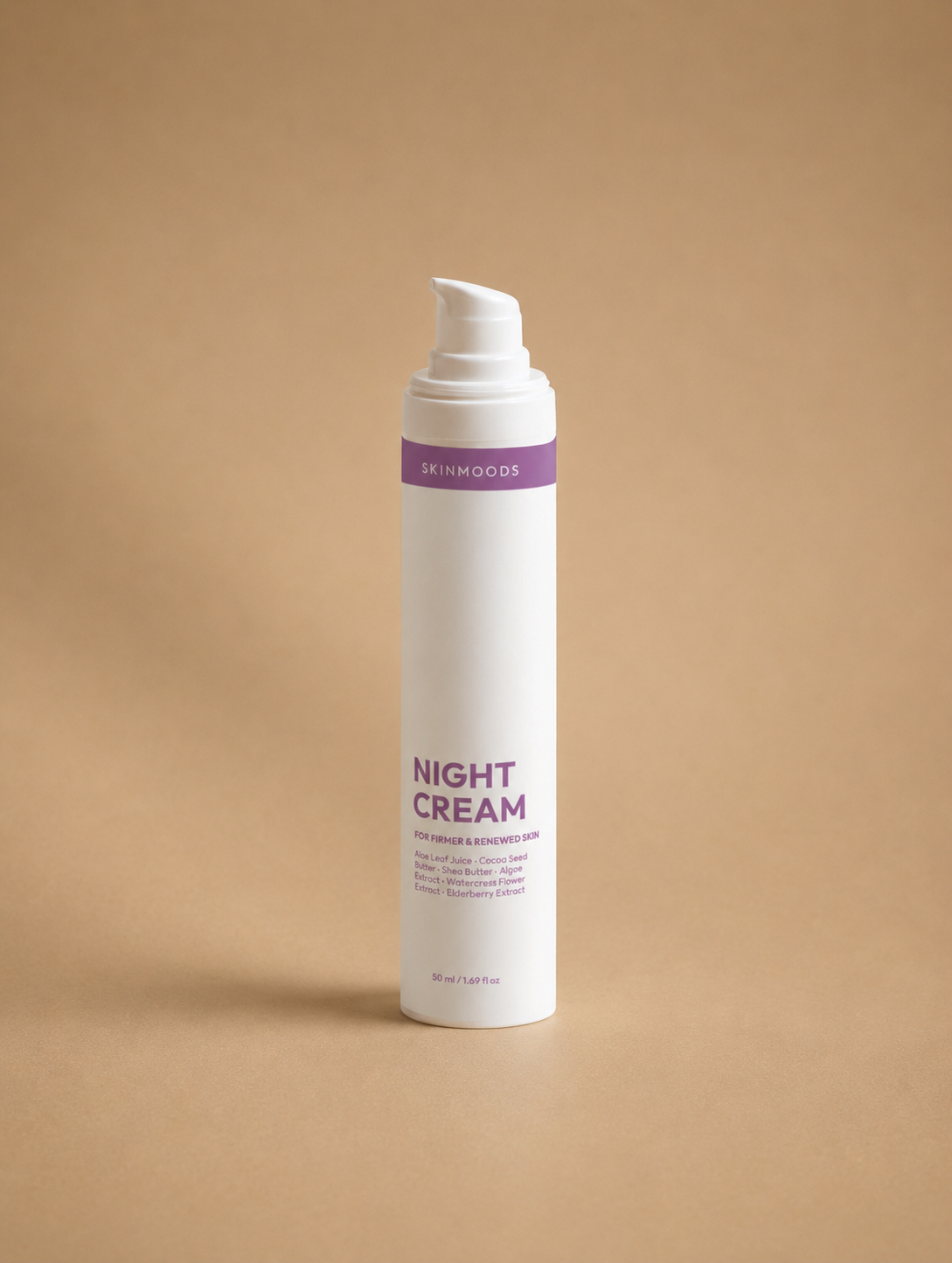 skinmoods restoring night cream in a studio setting